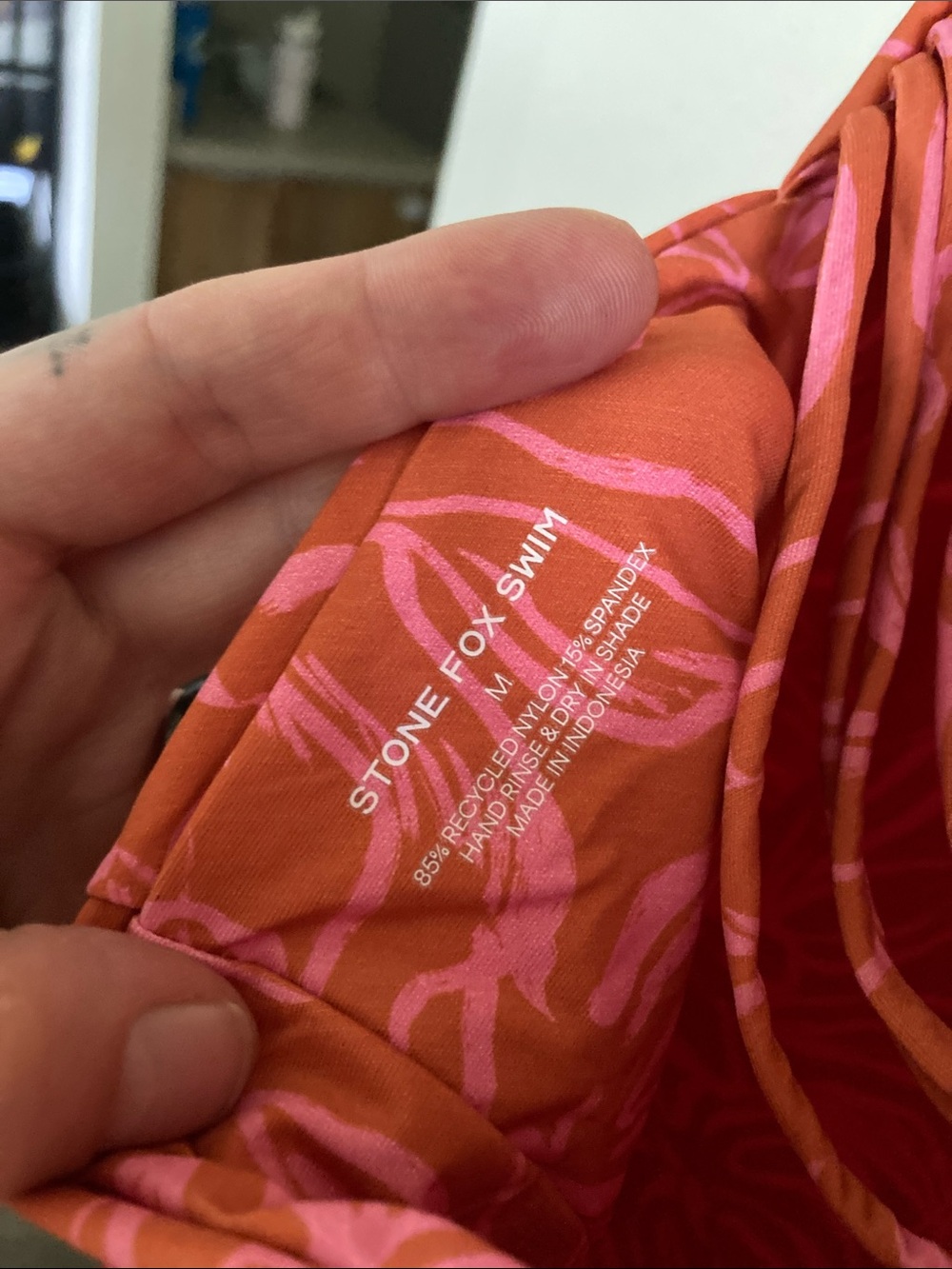 Stone Fox Swim Coral Orange One-Piece with Pink Floral Motif - Picture 5 of 5